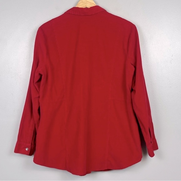 J.Jill Corduroy red 100% cotton button front shirt, medium petite. - Picture 2 of 9